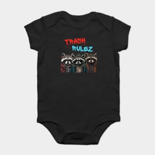 Trash Rulez - Funny Cool Raccoons Baby Bodysuit